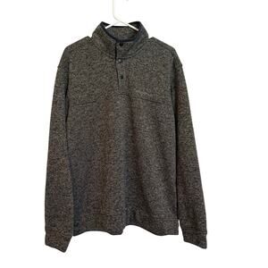 Eddie Bauer Sweatershirt Men’s XL Gray Fleece Mock Neck Snap Pullover Radiator